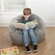 Pemberly Row Small Gray Furry Refillable Bean Bag Chair for Kids and Teens