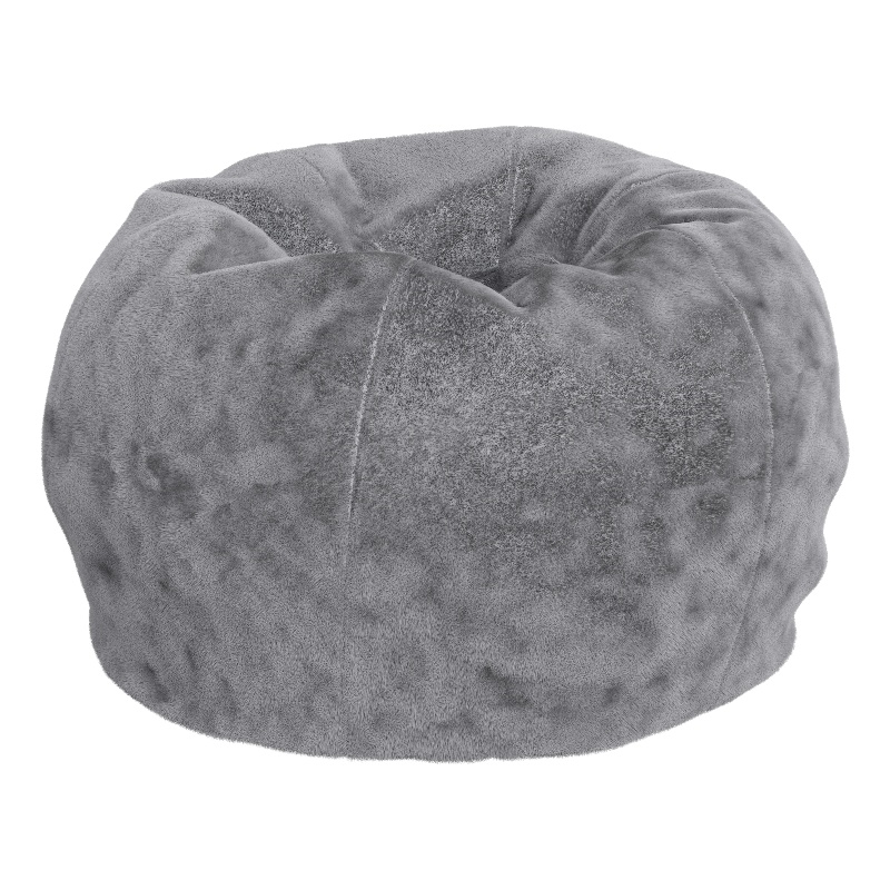 Pemberly Row Small Gray Furry Refillable Bean Bag Chair for Kids and Teens