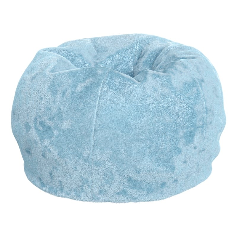 Pemberly Row Small Teal Furry Refillable Bean Bag Chair for Kids and Teens