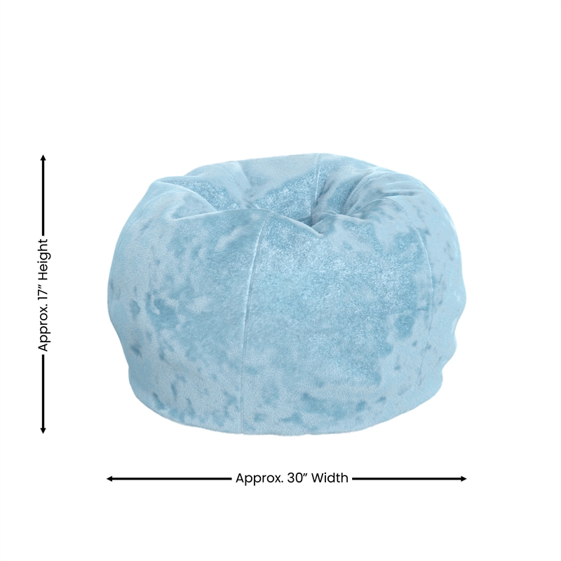 Pemberly Row Small Teal Furry Refillable Bean Bag Chair for Kids and Teens