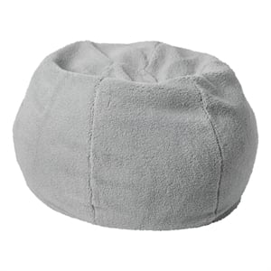 Pemberly Row Small Faux Sherpa Refillable Bean Bag Chair for Kids & Teens - Gray