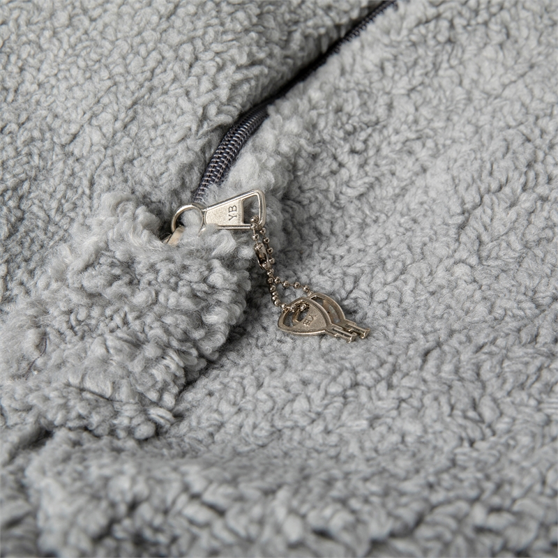 Pemberly Row Small Faux Sherpa Refillable Bean Bag Chair for Kids & Teens - Gray