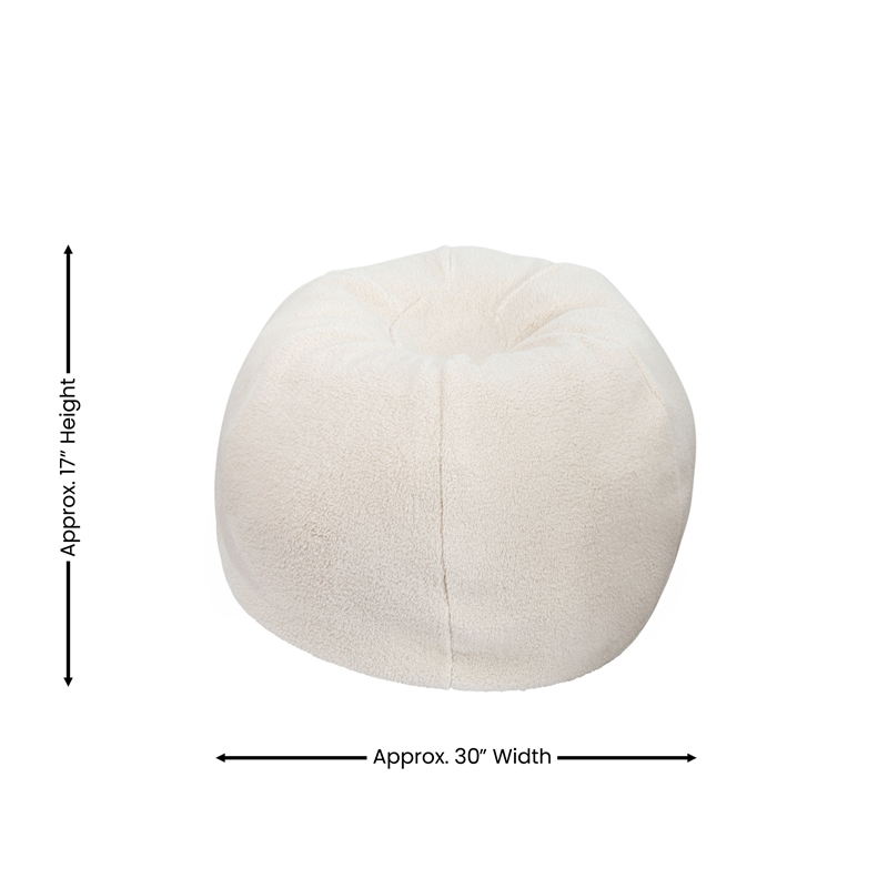 Pemberly Row Small Faux Sherpa Refillable Bean Bag Chair for Kids and Teens