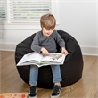 Pemberly Row Small Solid Black Refillable Bean Bag Chair for Kids and Teens