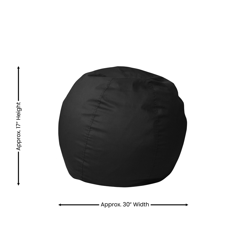 Pemberly Row Small Solid Black Refillable Bean Bag Chair for Kids and Teens