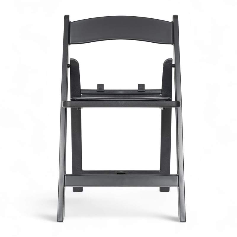 Pemberly Row Kids Black Resin Folding Chair with Black Vinyl Padded Seat