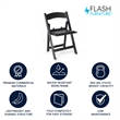 Pemberly Row Kids Black Resin Folding Chair with Black Vinyl Padded Seat