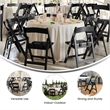 Pemberly Row Kids Black Resin Folding Chair with Black Vinyl Padded Seat