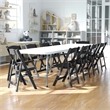 Pemberly Row Kids Black Resin Folding Chair with Black Vinyl Padded Seat