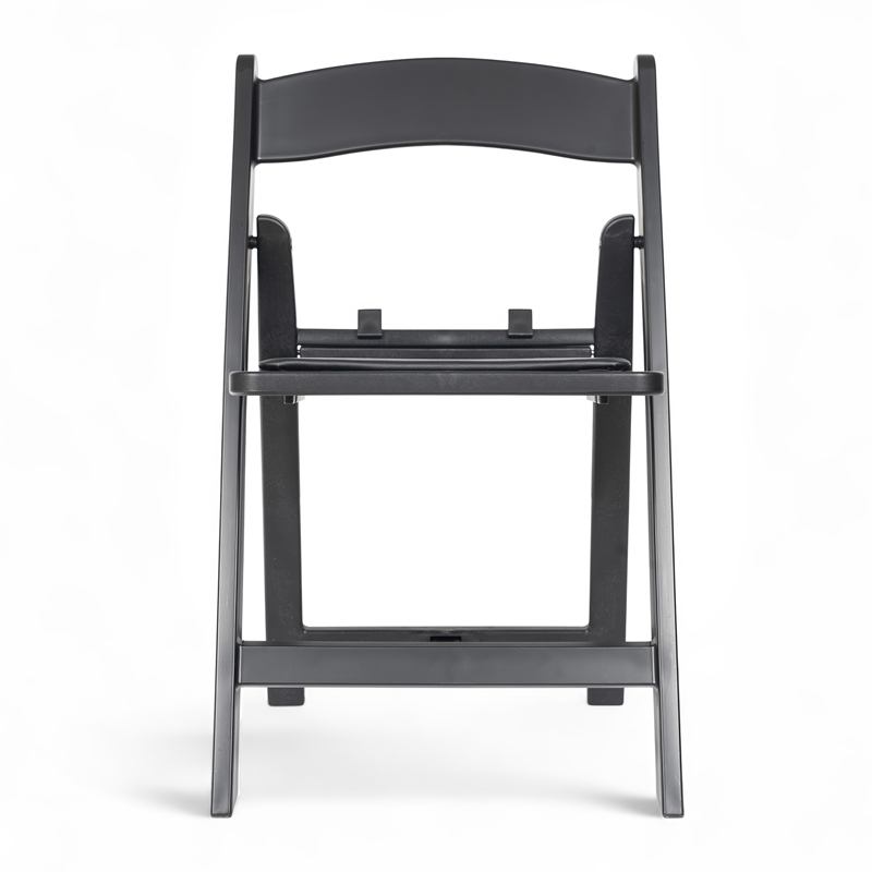 Pemberly Row Kids Black Resin Folding Chair with Black Vinyl Padded Seat