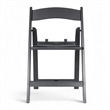 Pemberly Row Kids Black Resin Folding Chair with Black Vinyl Padded Seat