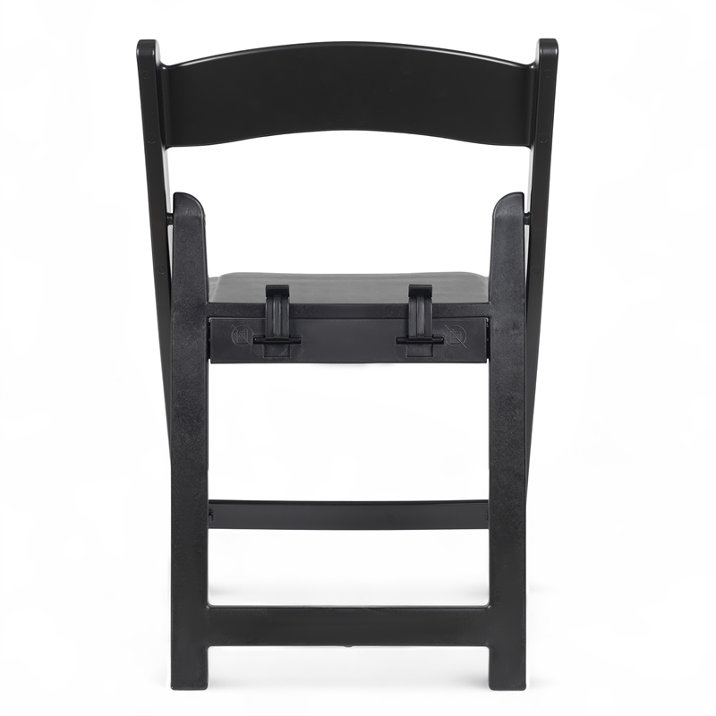 Pemberly Row Kids Black Resin Folding Chair with Black Vinyl Padded Seat