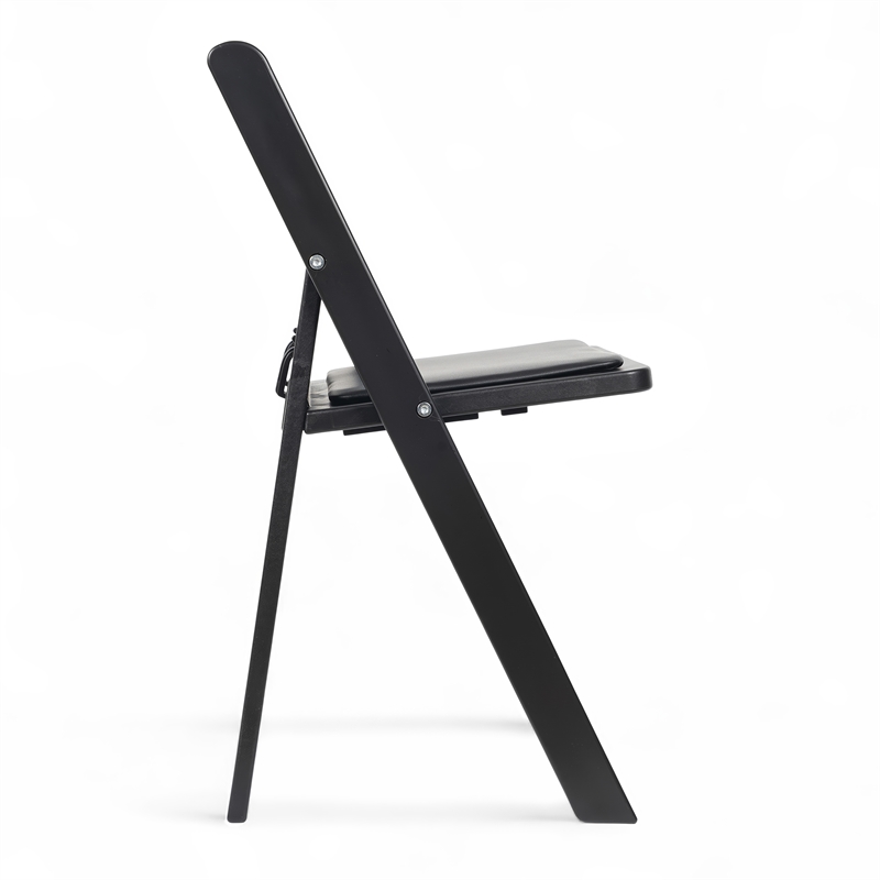 Pemberly Row Kids Black Resin Folding Chair with Black Vinyl Padded Seat