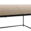 Pemberly Row Square Tufted Ottoman with Black Metal Frame in Beige