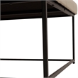 Pemberly Row Square Tufted Ottoman with Black Metal Frame in Beige