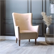 Pemberly Row Wingback Accent Chair with Wooden Legs in Light Brown Faux Leather