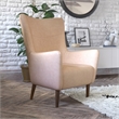 Pemberly Row Wingback Accent Chair with Wooden Legs in Light Brown Faux Leather