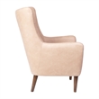 Pemberly Row Wingback Accent Chair with Wooden Legs in Light Brown Faux Leather