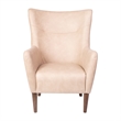 Pemberly Row Wingback Accent Chair with Wooden Legs in Light Brown Faux Leather