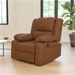 Pemberly Row Contemporary Pillow Back LeatherSoft Recliner in Cognac
