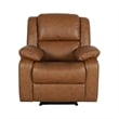 Pemberly Row Contemporary Pillow Back LeatherSoft Recliner in Cognac