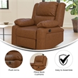Pemberly Row Contemporary Pillow Back LeatherSoft Recliner in Cognac
