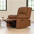 Pemberly Row Contemporary Pillow Back LeatherSoft Recliner in Cognac