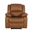 Pemberly Row Contemporary Pillow Back LeatherSoft Recliner in Cognac