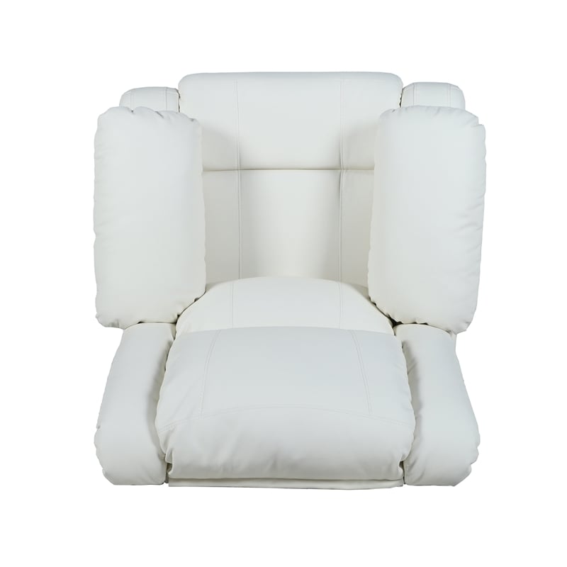 Pemberly Row Contemporary Pillow Back LeatherSoft Recliner in Cream