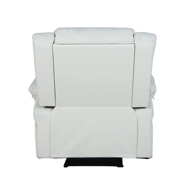 Pemberly Row Contemporary Pillow Back LeatherSoft Recliner in Cream