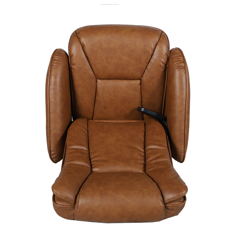 Pemberly Row Massaging Multi-Position Recliner with Ottoman and Pocket in Brown