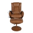 Pemberly Row Massaging Multi-Position Recliner with Ottoman and Pocket in Brown