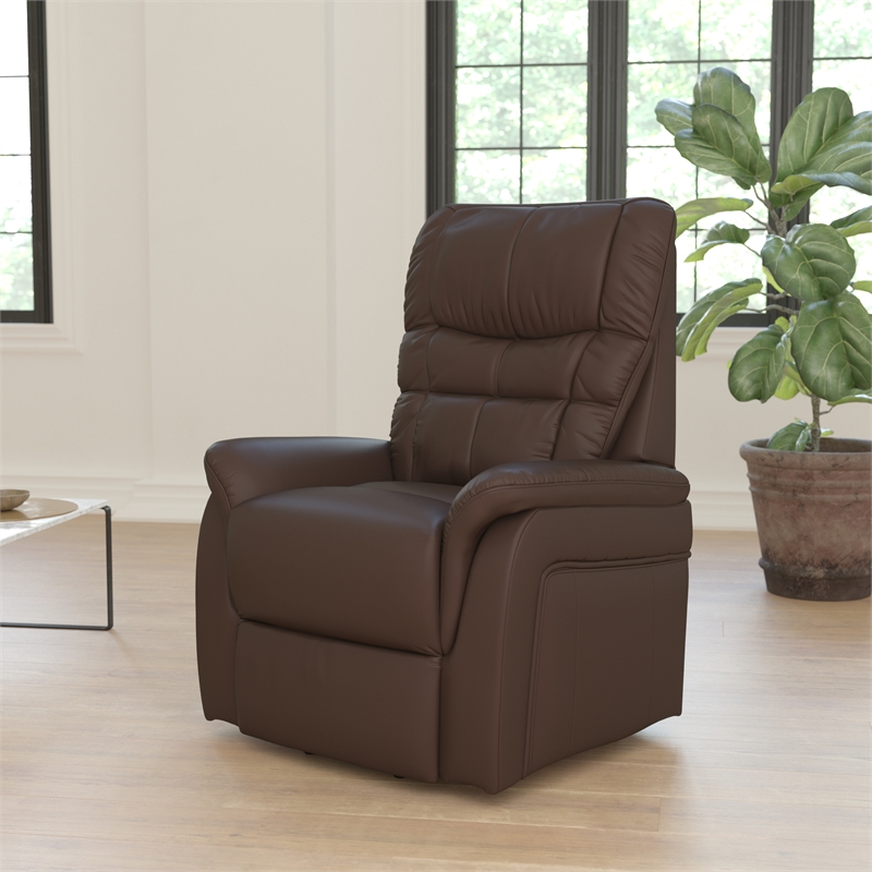 Pemberly Row Remote Powered Lift Recliner for Elderly in Cognac