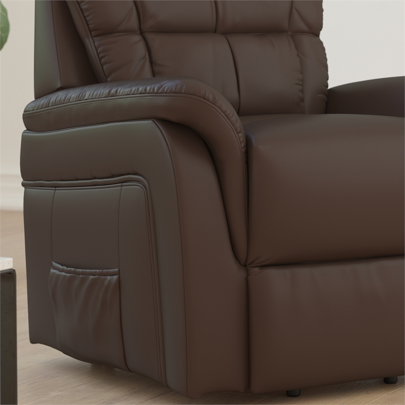 Pemberly Row Remote Powered Lift Recliner for Elderly in Cognac
