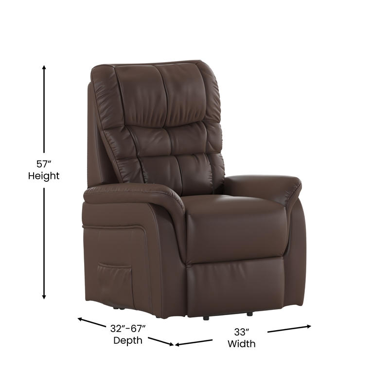 Pemberly Row Remote Powered Lift Recliner for Elderly in Cognac