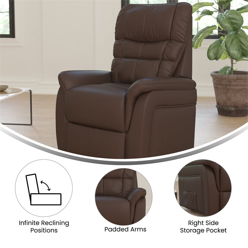 Pemberly Row Remote Powered Lift Recliner for Elderly in Cognac