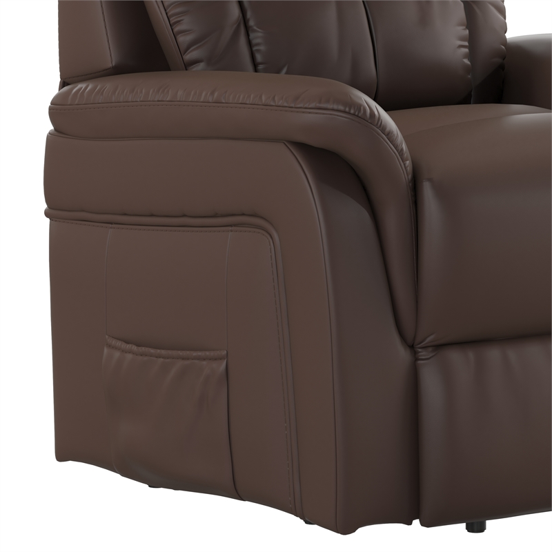 Pemberly Row Remote Powered Lift Recliner for Elderly in Cognac