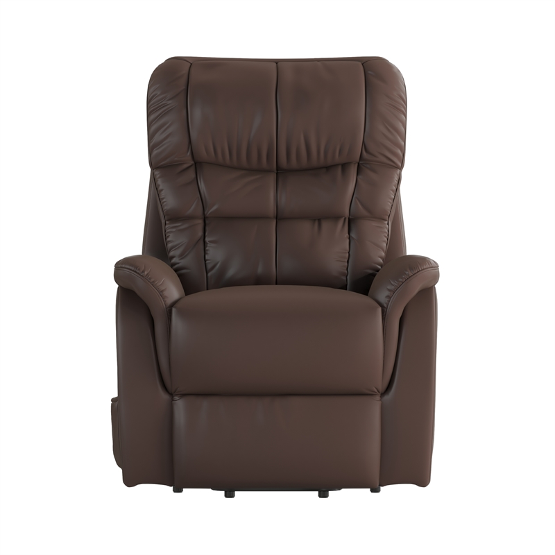 Pemberly Row Remote Powered Lift Recliner for Elderly in Cognac