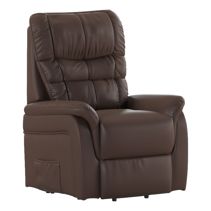 Pemberly Row Remote Powered Lift Recliner for Elderly in Cognac