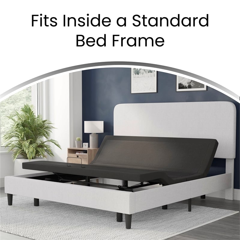Pemberly Row Upholstered Adjustable Bed Base with Wireless Remote in Twin XL