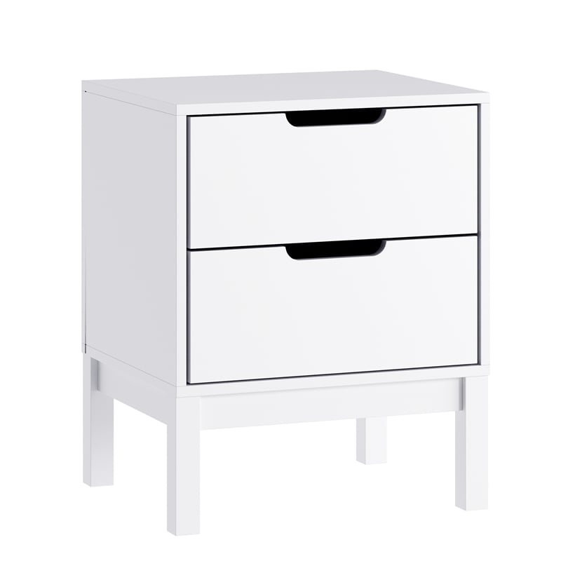 Pemberly Row Kids Nightstand with 2 Storage Drawers in White