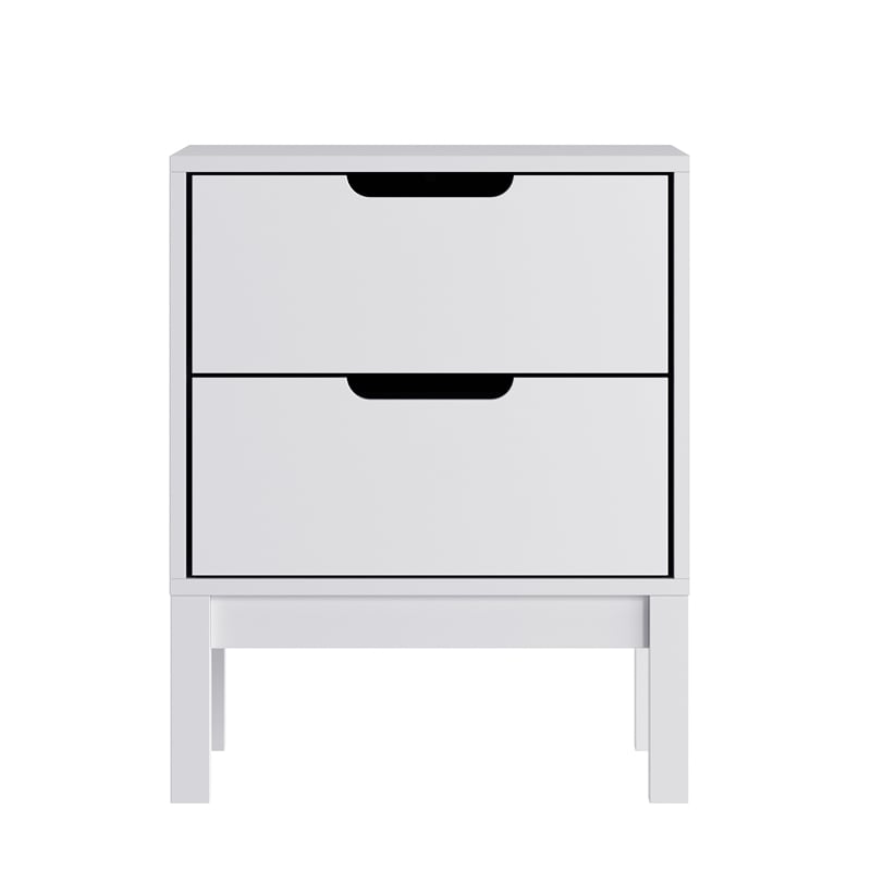 Pemberly Row Kids Nightstand with 2 Storage Drawers in White