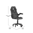Pemberly Row Office Gaming Chair with Skater Wheels and Flip Up Arms in Black