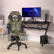 Pemberly Row Office Gaming Chair with Skater Wheels & Flip Up Arms in Camouflage