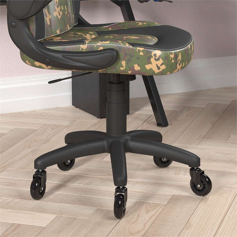 Pemberly Row Office Gaming Chair with Skater Wheels & Flip Up Arms in Camouflage