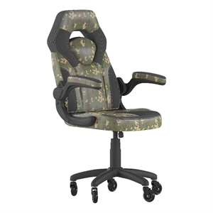 Pemberly Row Office Gaming Chair with Skater Wheels & Flip Up Arms in Camouflage