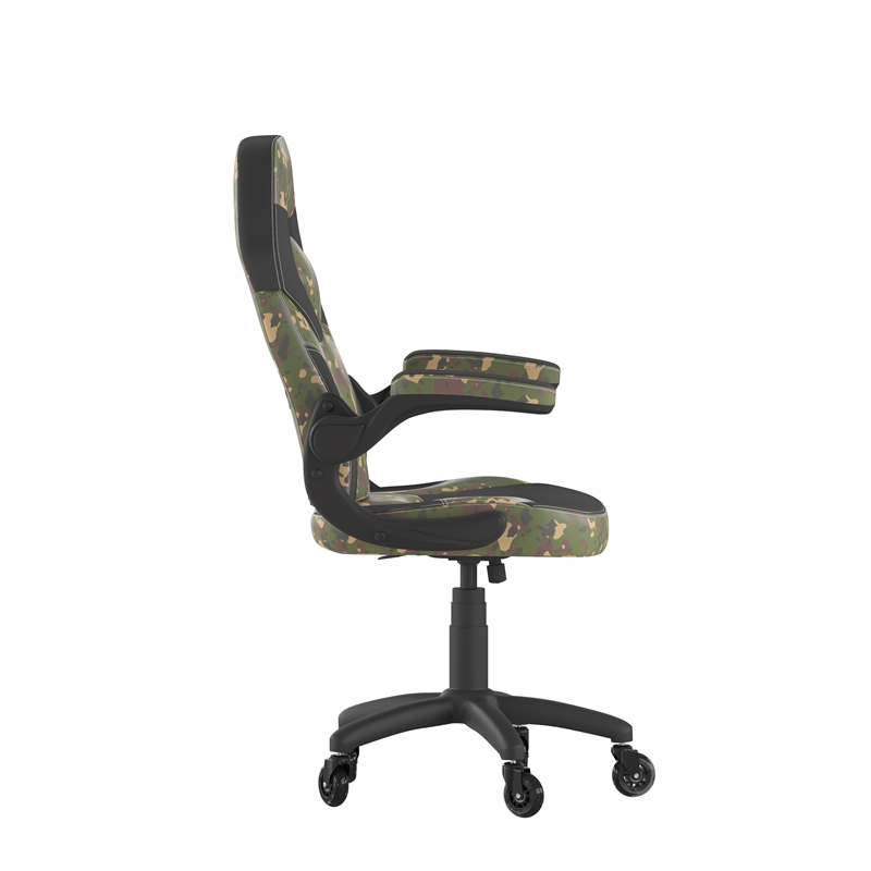 Pemberly Row Office Gaming Chair with Skater Wheels & Flip Up Arms in Camouflage