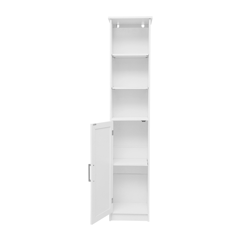 Pemberly Row Freestanding Linen Tower with Shelves & Magnetic Door in White