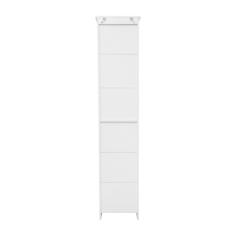 Pemberly Row Freestanding Linen Tower with Shelves & Magnetic Door in White