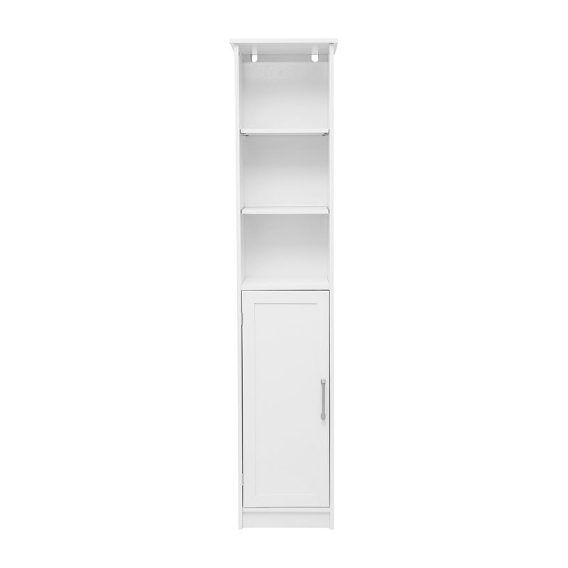 Pemberly Row Freestanding Linen Tower with Shelves & Magnetic Door in White